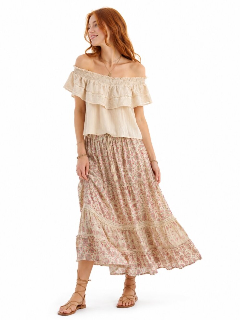 Sofia Vergara White Eyelet Off Shoulder Top Cotton Summer Boho Breezy Sz M